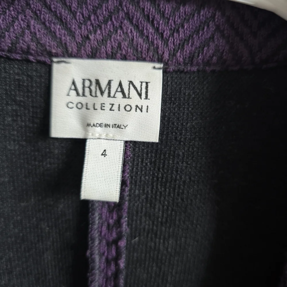 Armani Collezioni Blazer Jacket Women's SZ 4 Purple Textured business  Italy VTG - Picture 2 of 5